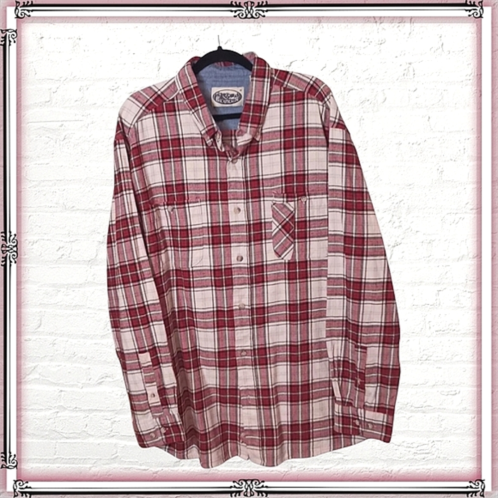Vintage Backpacker Red & White Plaid Flannel Shirt Size 3XL